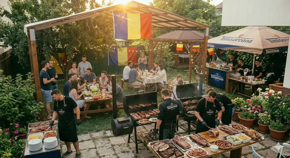 Large scale BBQ for 100 guests catering setup