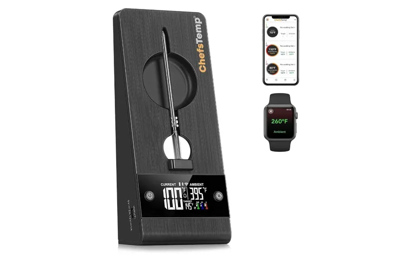 ChefsTemp ProTemp 2 Plus wireless meat thermometer with standalone base and Apple Watch integration
