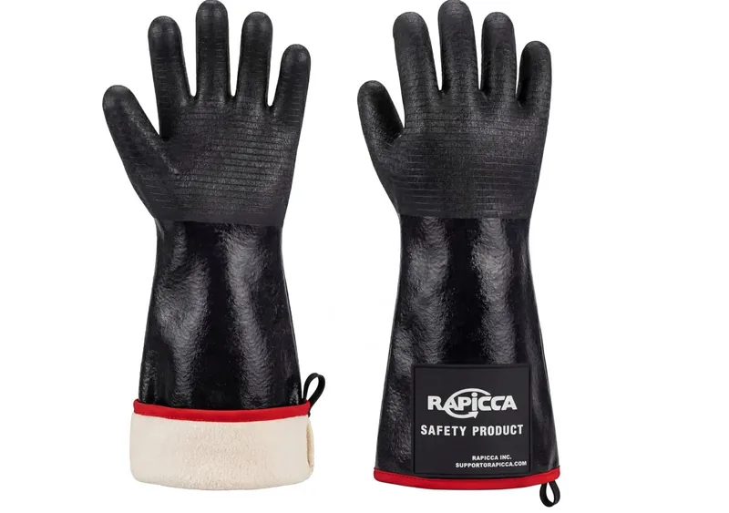 RAPICCA black heat-resistant BBQ gloves with extended forearm protection